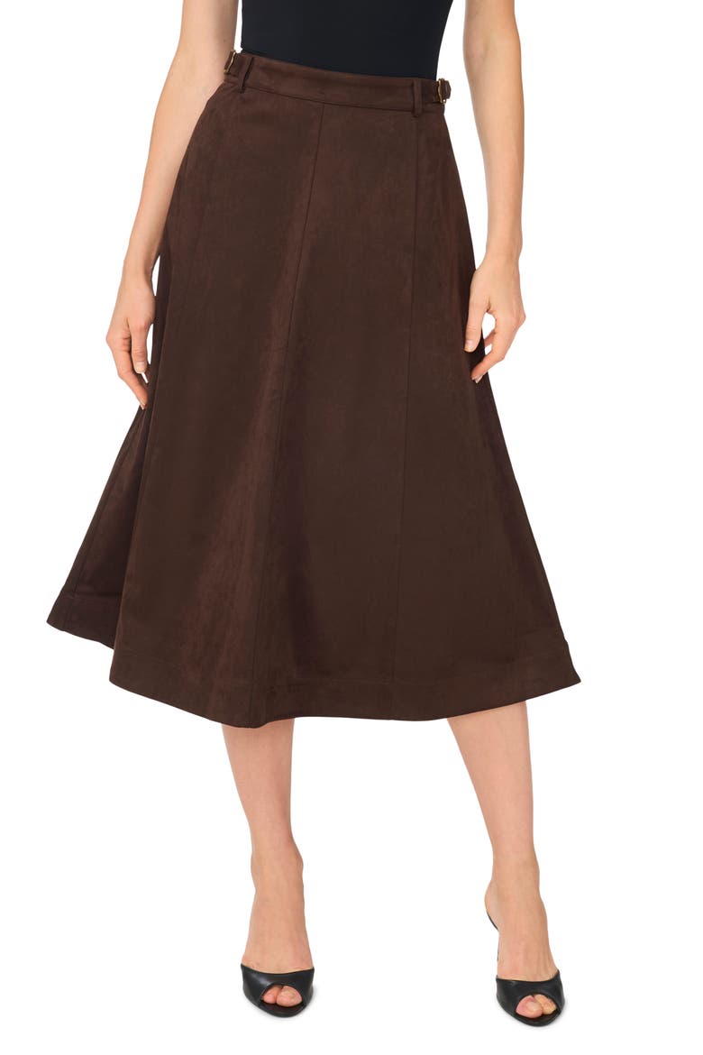 Faux Suede Midi Skirt, Main, color, COFFEE BEAN