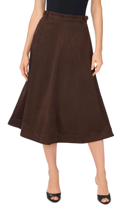Faux Suede Midi Skirt