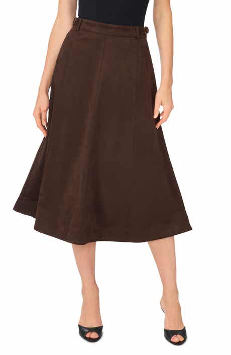 Faux Suede Midi Skirt
