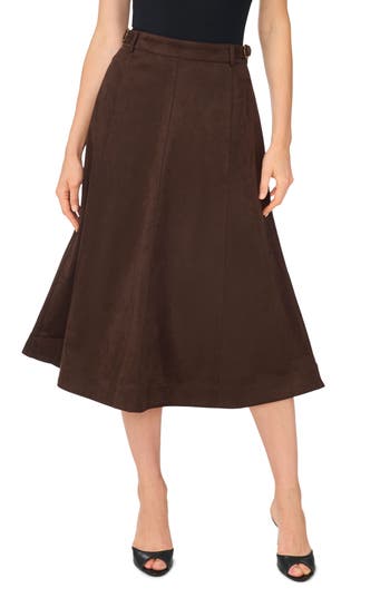 Parker Faux Suede Midi Skirt In Coffee Bean