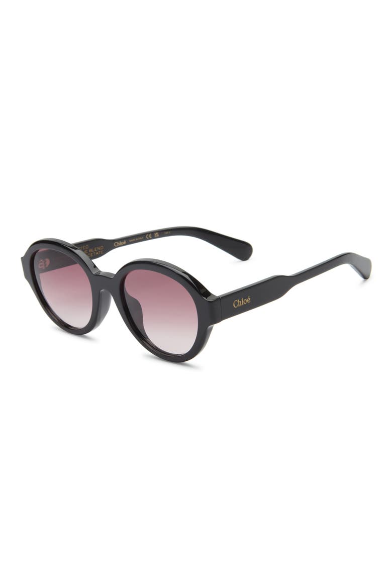 54mm Round Sunglasses, Alternate, color, BLACK BLACK RED