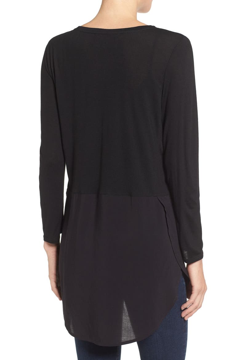 Mixed Media V-Neck Tunic, Alternate, color, RICH BLACK