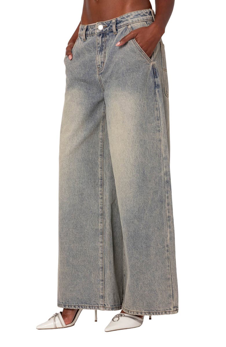 EDIKTED Baggy Wide Leg Jeans, Alternate, color, Gray