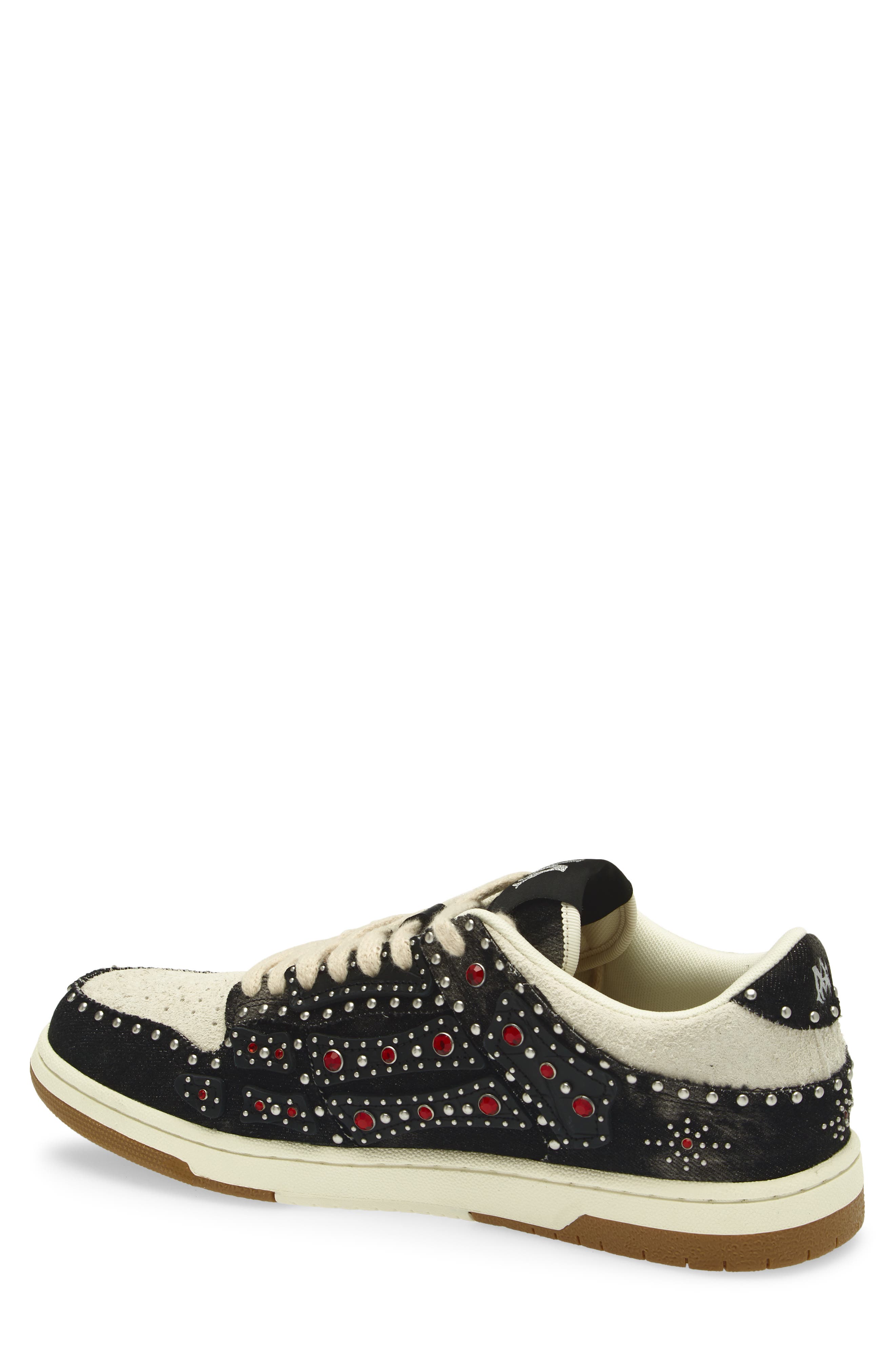 AMIRI Studded Skeleton Low Top Sneaker, Alternate, color, Black