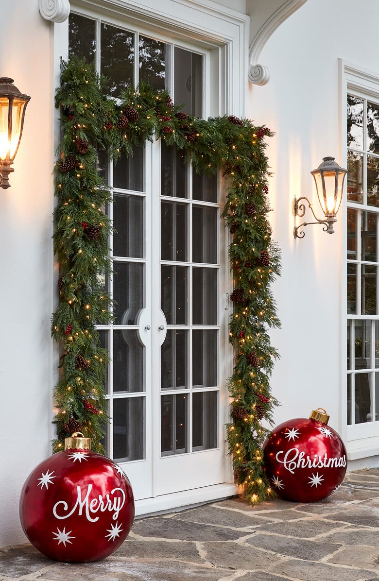 Balsam Hill Winter Evergreen Outdoor Garland, Alternate, color, Led Clear - Set Of 2
