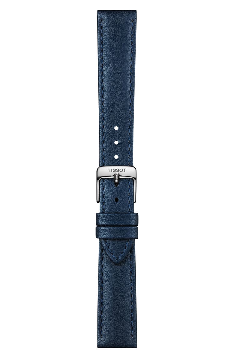 Tissot Bella Ora Piccola Leather Strap Watch, 38mm, Alternate, color, Blue