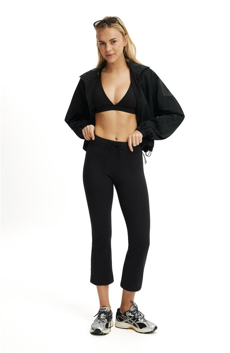 COTTON ON BODY Women's Active Ultra Soft Tie Front Cropped Kick Flare, Main, color, Black