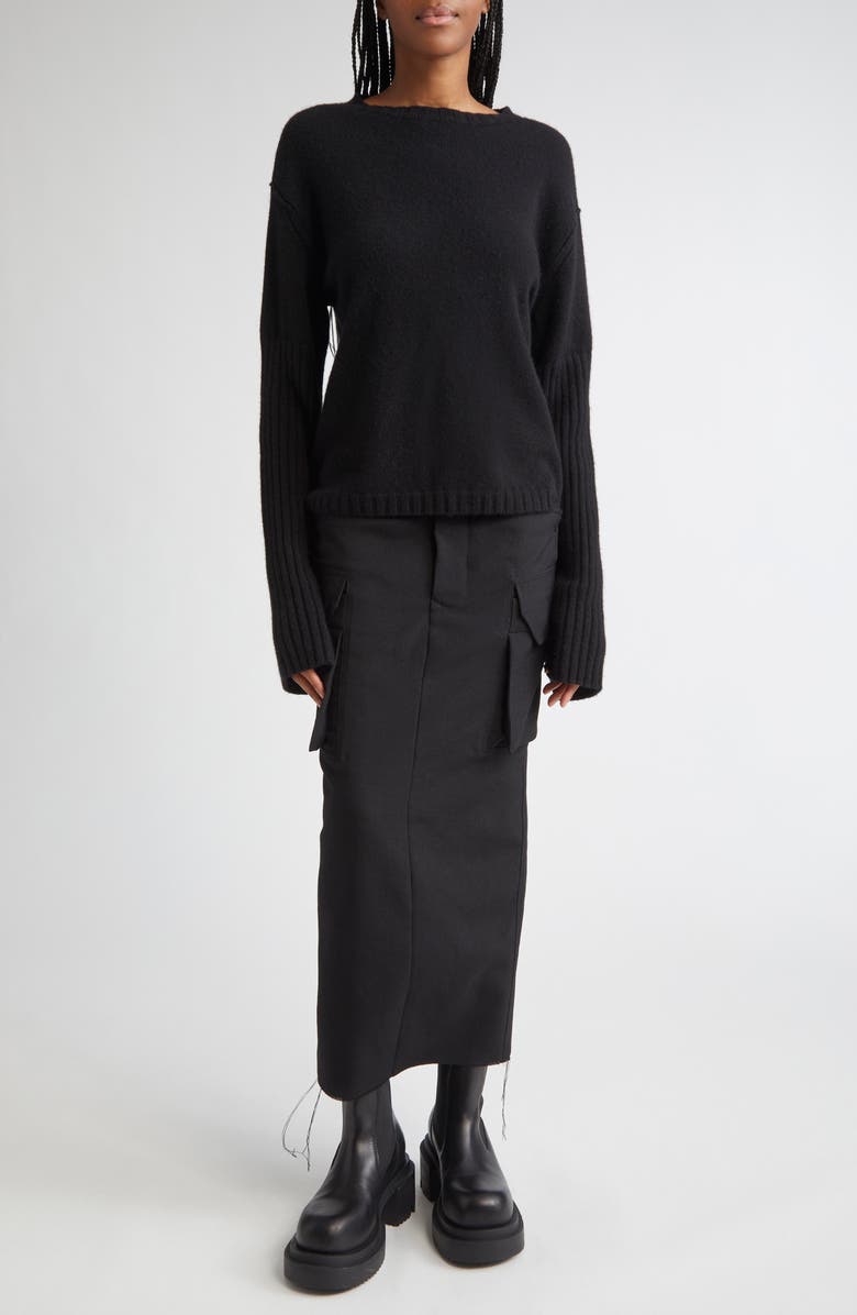 Rick Owens Shroud Cashmere Sweater, Alternate, color, Black
