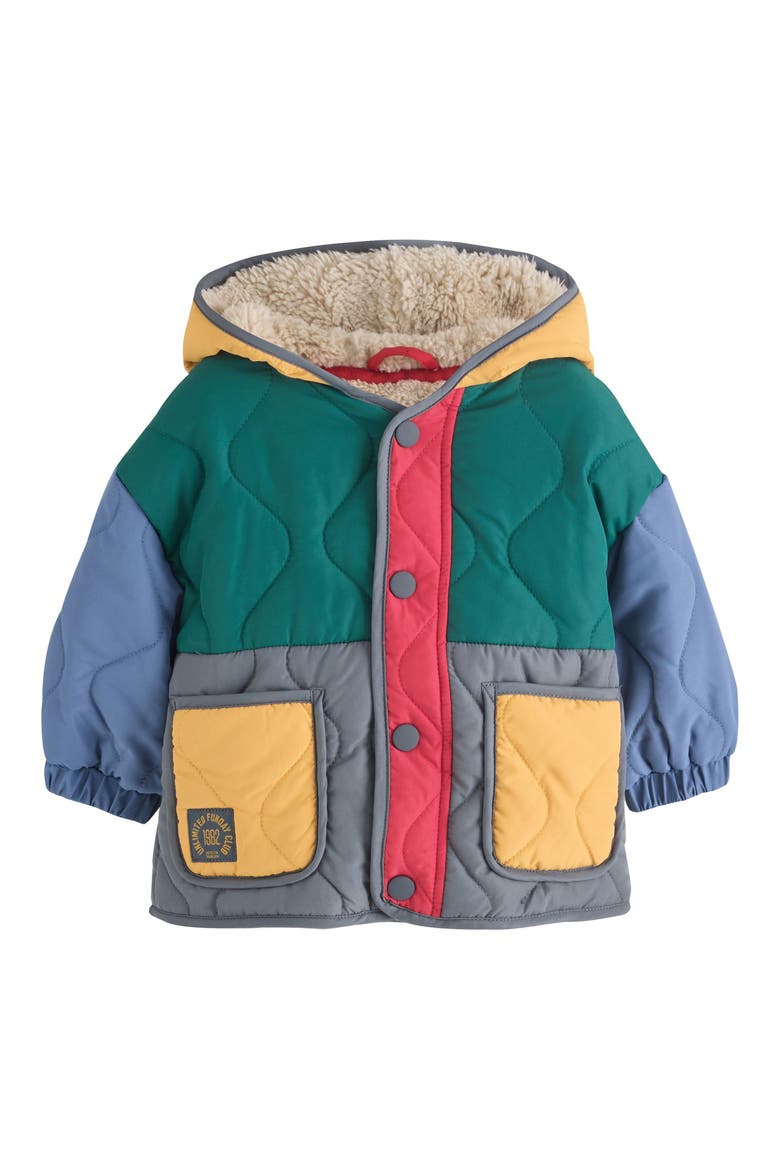 Kids' Bright Colorblock Hooded Puffer Jacket, Main, color, GREEN