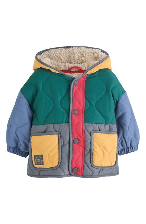 Kids' Bright Colorblock Hooded Puffer Jacket