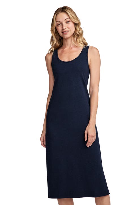 Womens Cotton Stretch Tank Dress With Built-In Bra