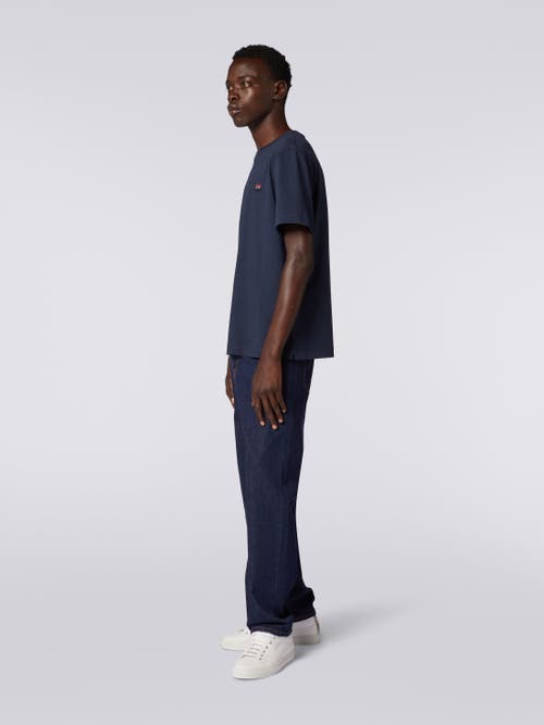Missoni Crew-neck Cotton T-shirt With Embroidery And Logo In Blue
