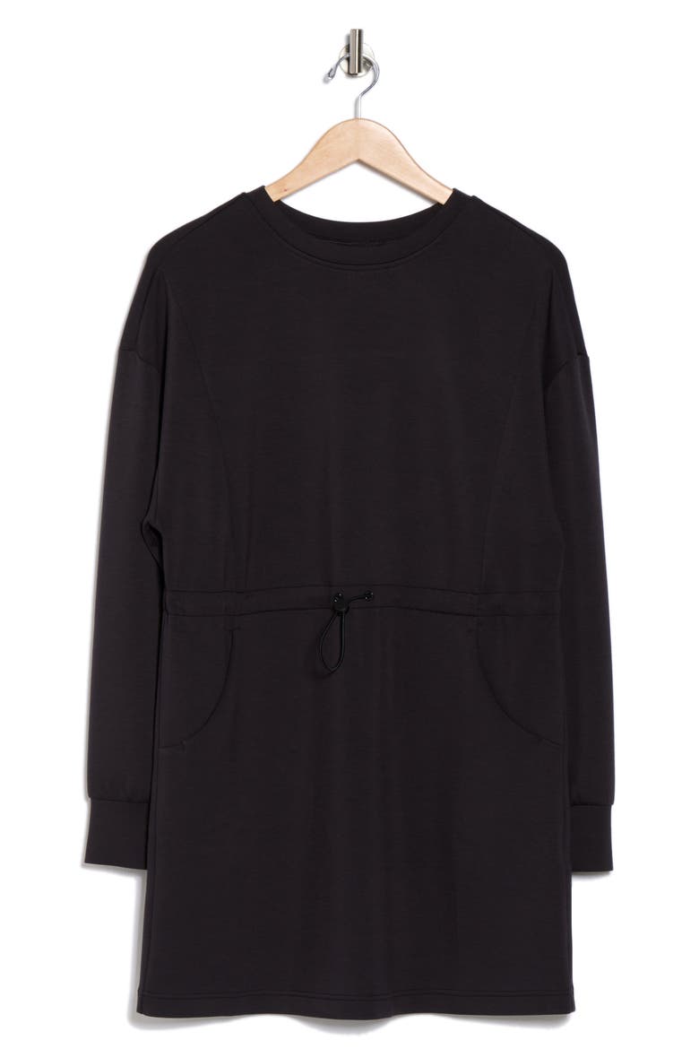Whisper Knit Sweatshirt Dress, Alternate, color, BLACK