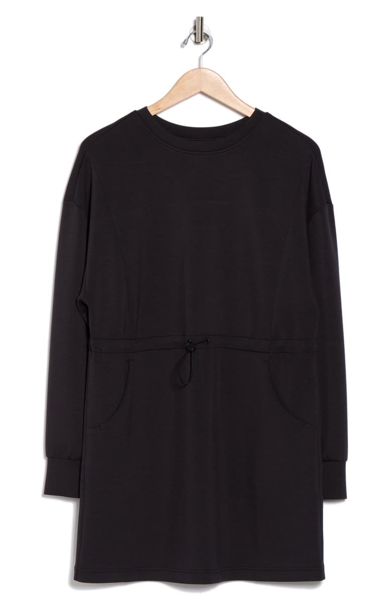 Z by Zella Whisper Knit Sweatshirt Dress, Alternate, color, Black