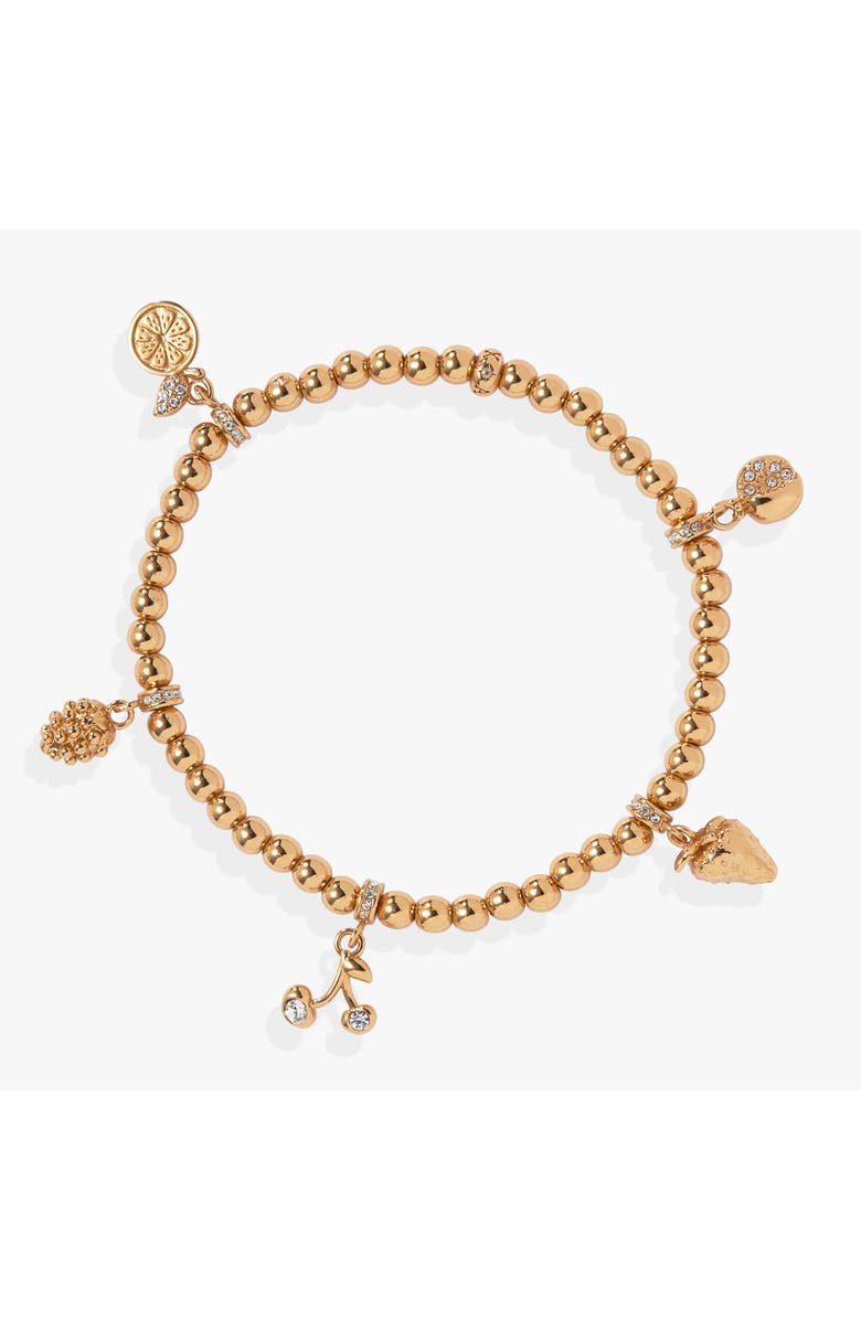 Alex and Ani Summer Fruits Charm Stretch Bracelet, Alternate, color, Gold