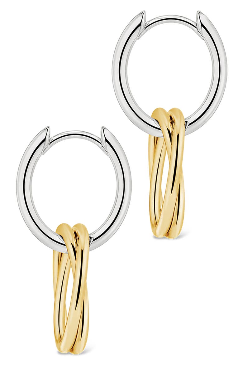 Interlock Two Tone Huggie Hoop Earrings, Alternate, color, DUAL TONE