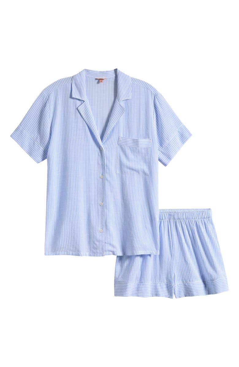 Eberjey Nautico Stripe Short Sleeve Shirt & Shorts Pajamas, Alternate, color, White/ Cornflower Blue