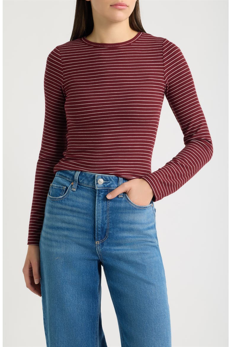 Stripe Rib Top, Main, color, BORDEAUX