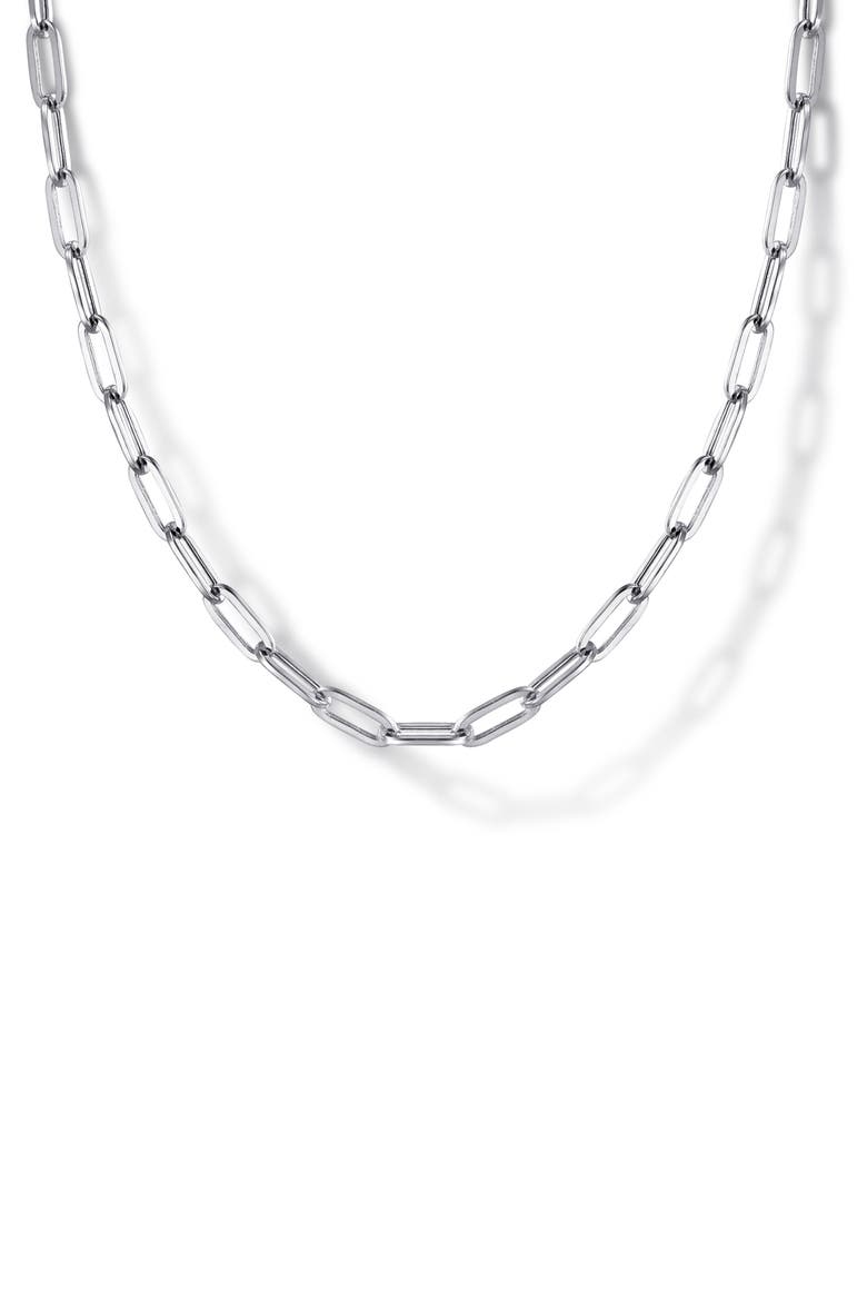 Paper Clip Chain Necklace, Main, color, STERLING SILVER