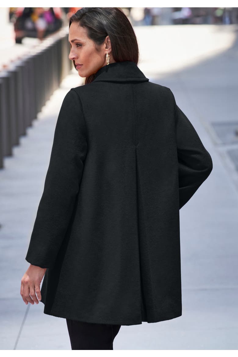 A-Line Wool Peacoat, Alternate, color, BLACK