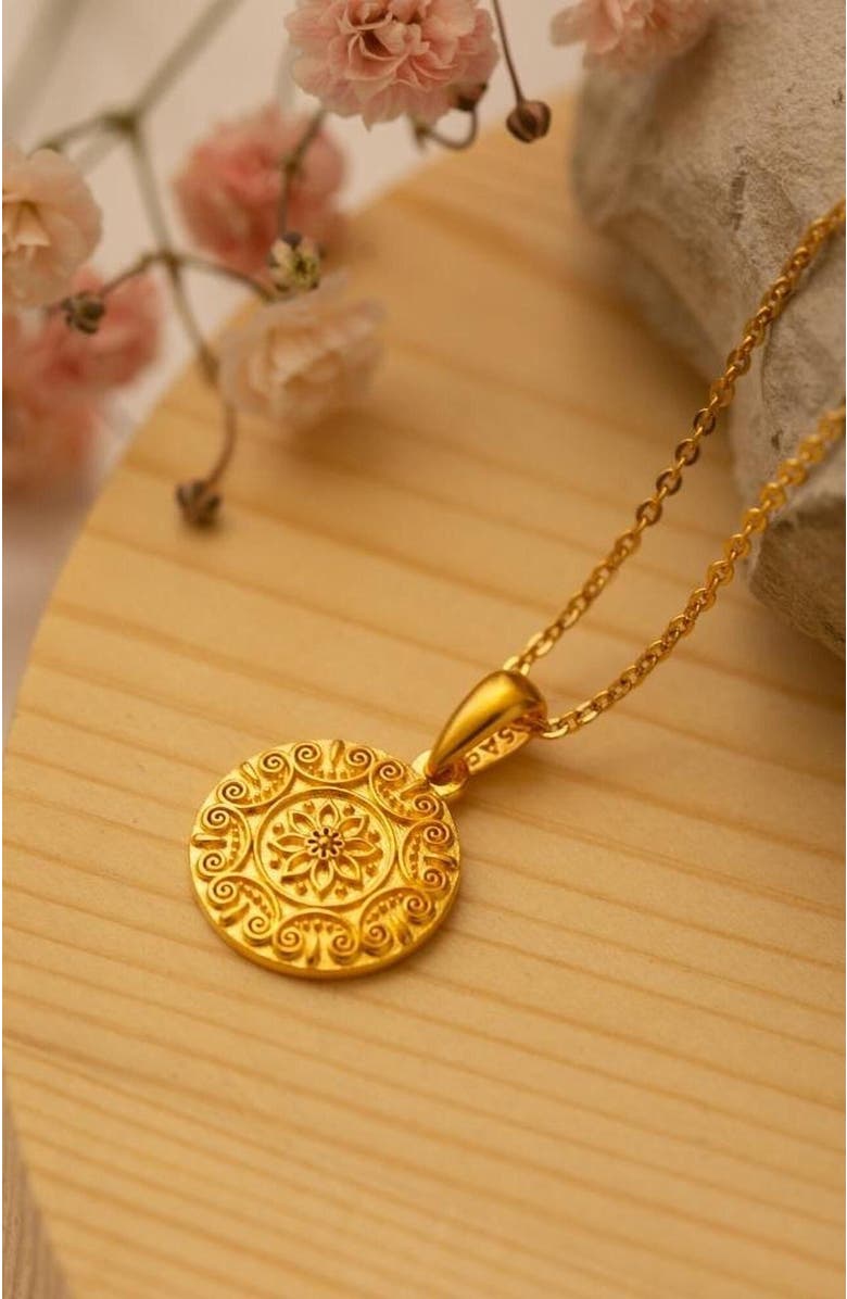 Mantra I Choose Joy mandala necklace, Main, color, Mini - Gold