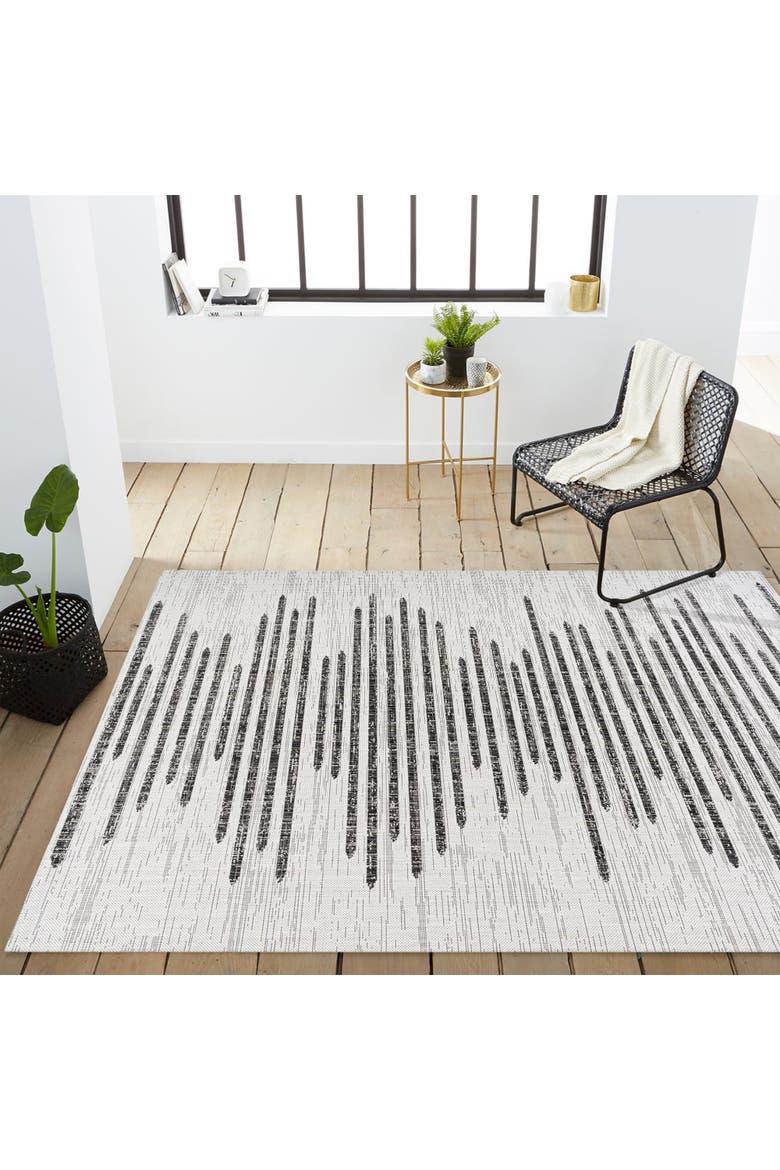 Zolak Berber Stripe Geometric Indoor/Outdoor Area Rug, Alternate, color, Ivory/Black