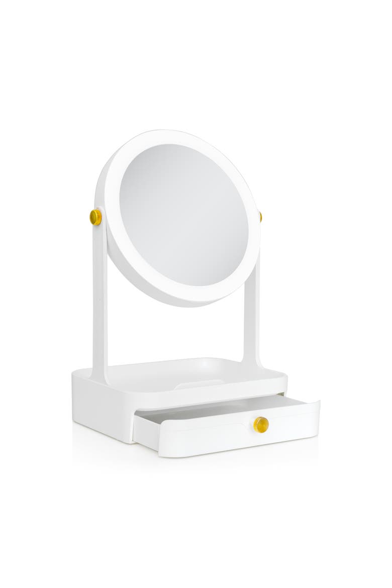 Back-to-School LED Lighted Makeup Mirror with Tray & Drawer, Main, color, White