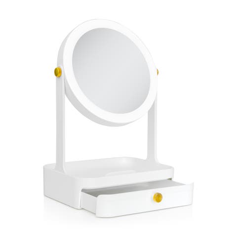 Back-to-School LED Lighted Makeup Mirror with Tray & Drawer