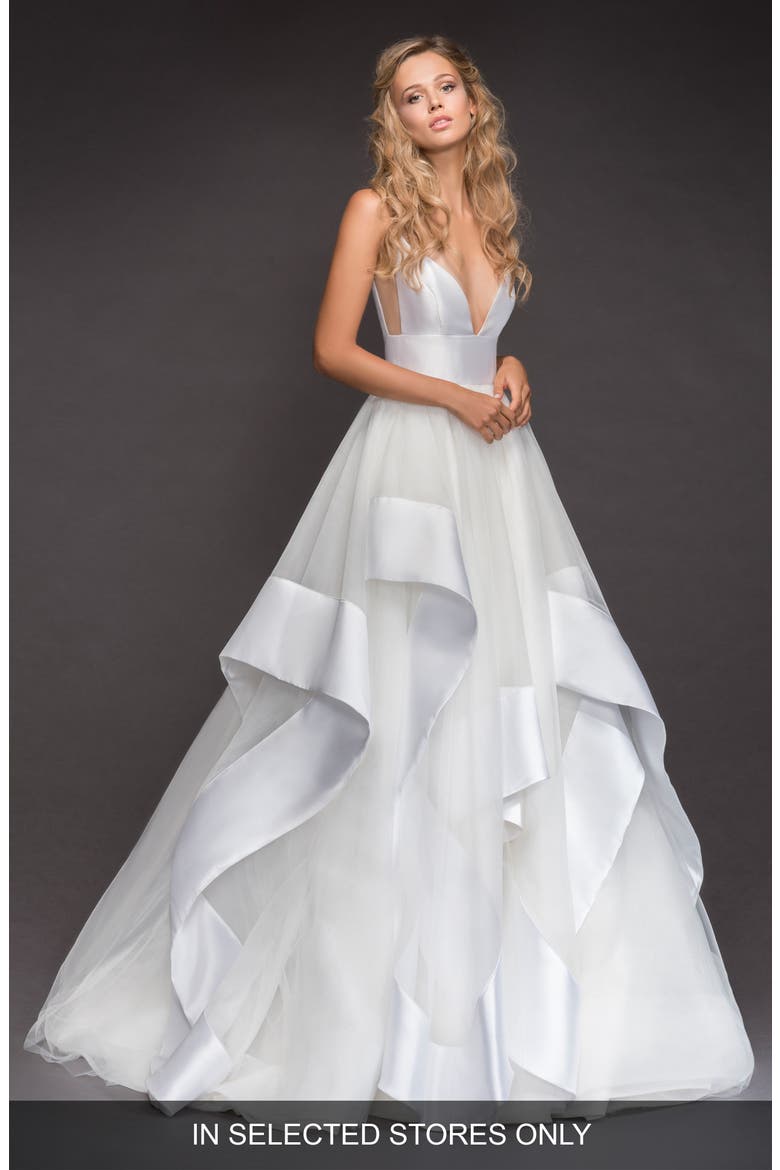 Andi Sweetheart Mikado & Tulle Ballgown, Main, color, IVORY