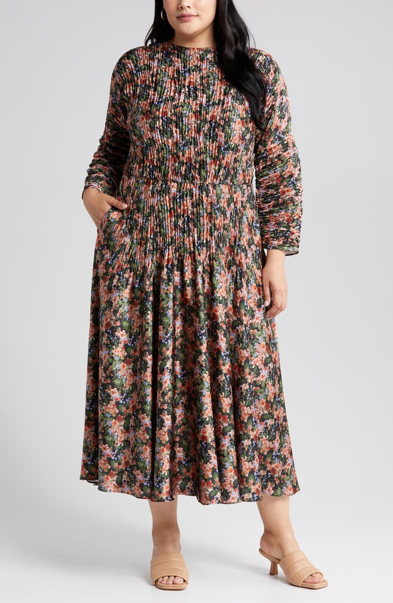 Vince Wild Primrose Long Sleeve Midi Dress, Alternate, color, 