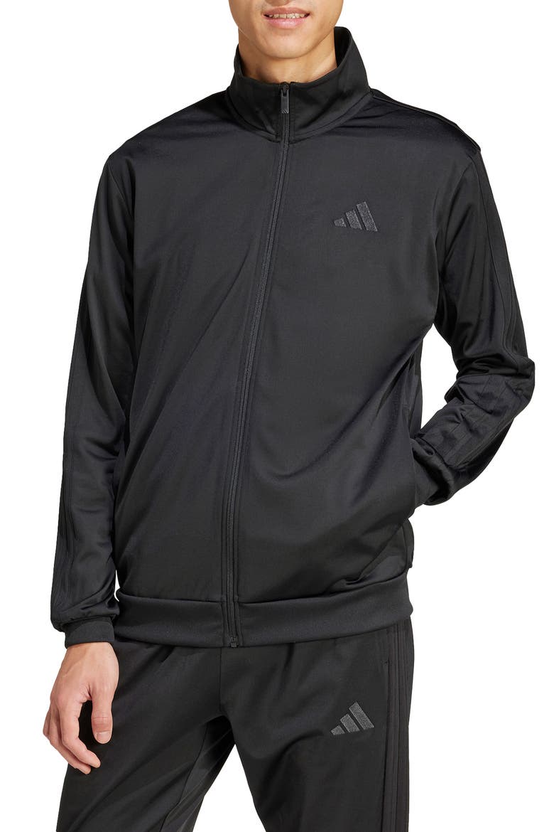 Essentials Warm-Up 3-Stripes Track Jacket, Main, color, BLACK/BLAC