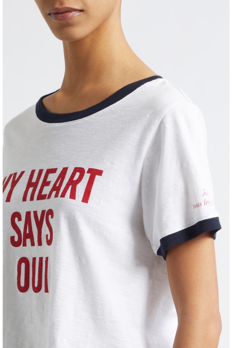 My Heart Says Oui Shrunken Cotton Graphic T-Shirt, Alternate, color, WHITE MULTI