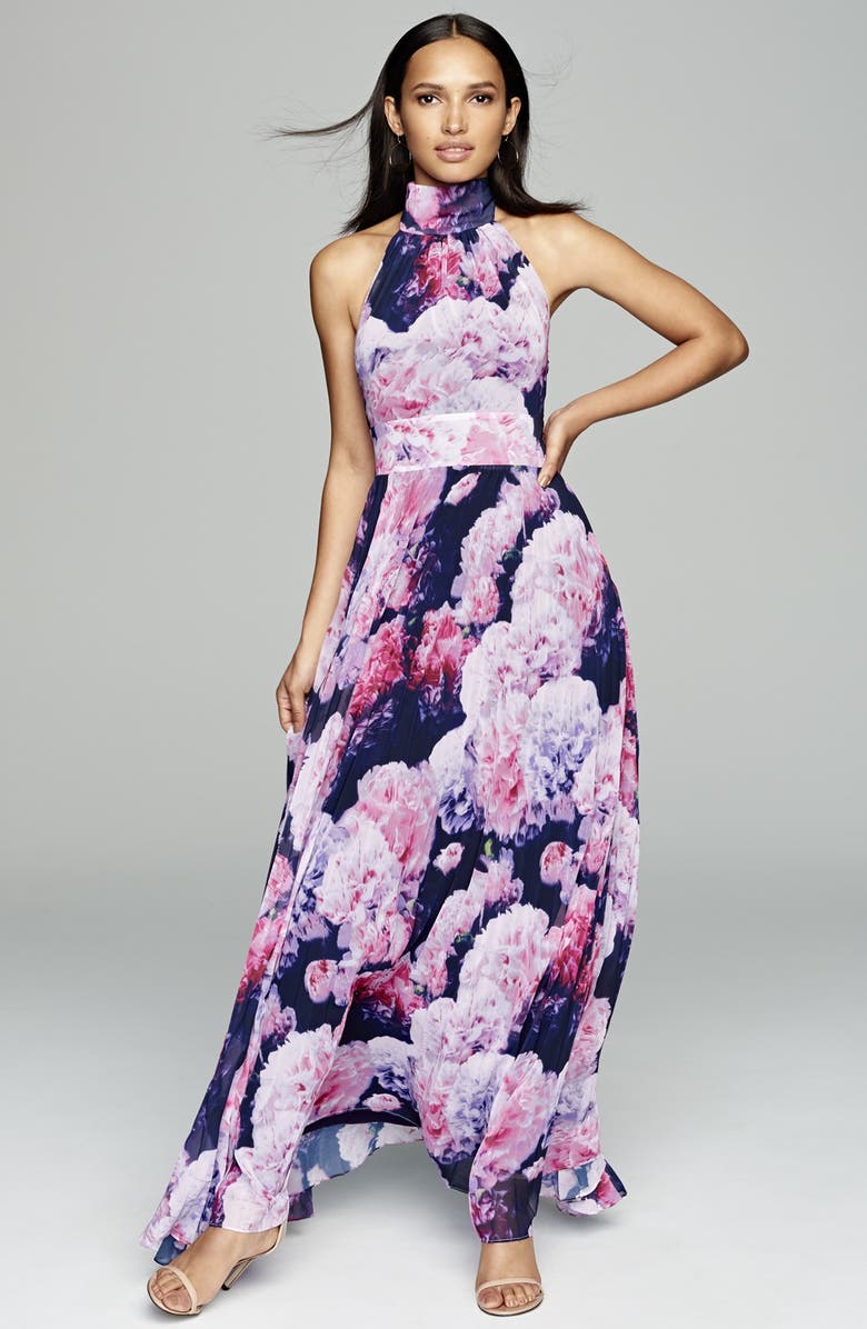 Eliza J Floral Chiffon Maxi Dress, Alternate, color,