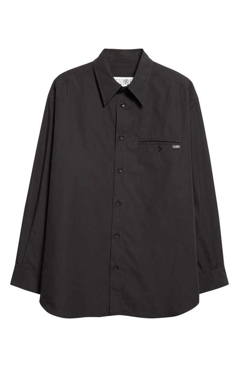 MM6 Maison Margiela Long Sleeve Button-Up Shirt, Alternate, color, Anthracite