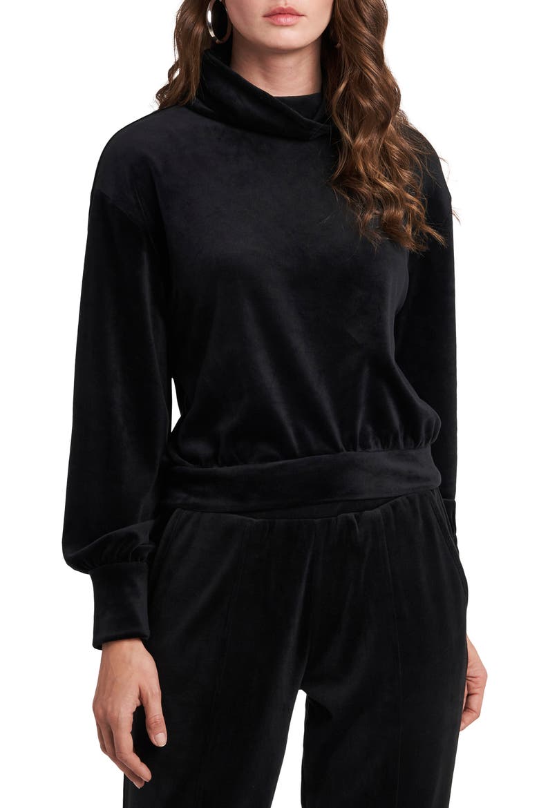 Cowl Neck Velour Top, Main, color, RICH BLACK