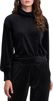 1.STATE Cowl Neck Velour Top