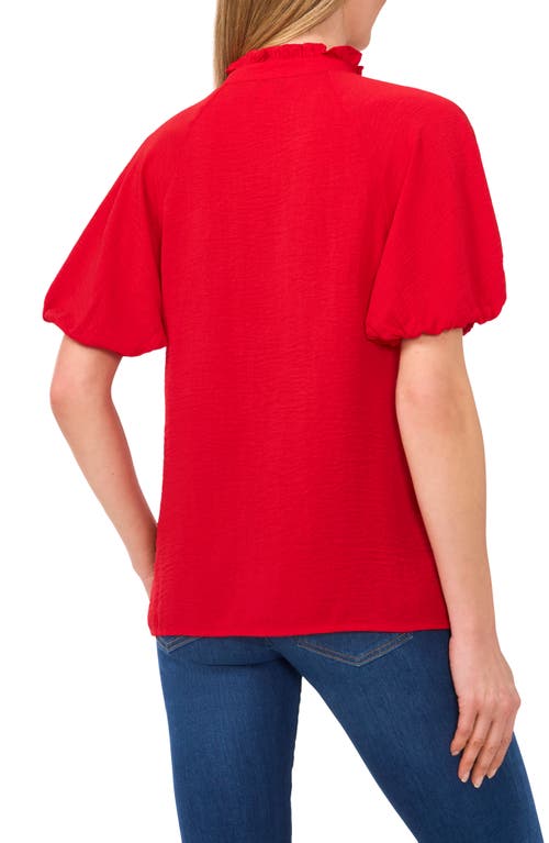 Cece Ruffle Neck Raglan Seam Split Neck Blouse