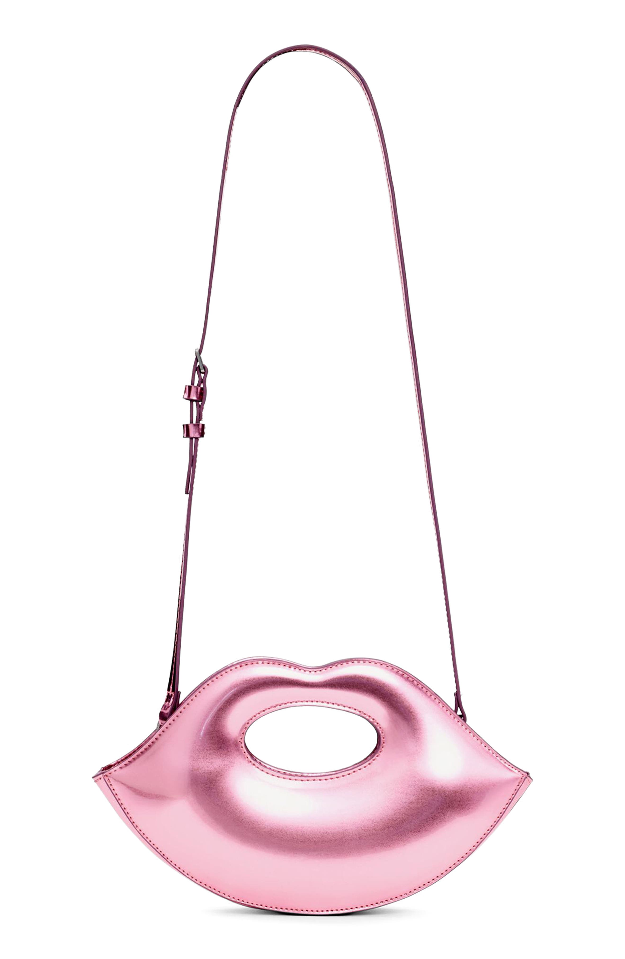 Small Lips Shoulder Bag, Alternate, color, PINK
