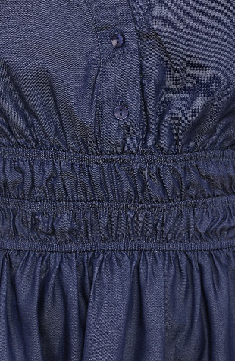 Petal & Pup Morwenna Ruffle Chambray Minidress, Alternate, color, Chambray