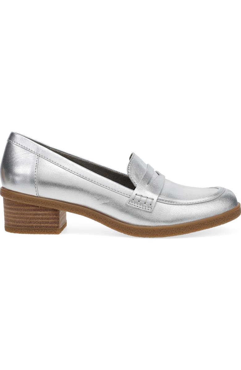 Dansko Danica Waterproof Penny Loafer Pump, Alternate, color, Silver Metallic
