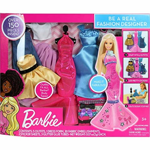 Be A Real Fashion Designer Design Your Own Barbie Doll Outfits, 5 Outfit Set, Kids Ages 3+