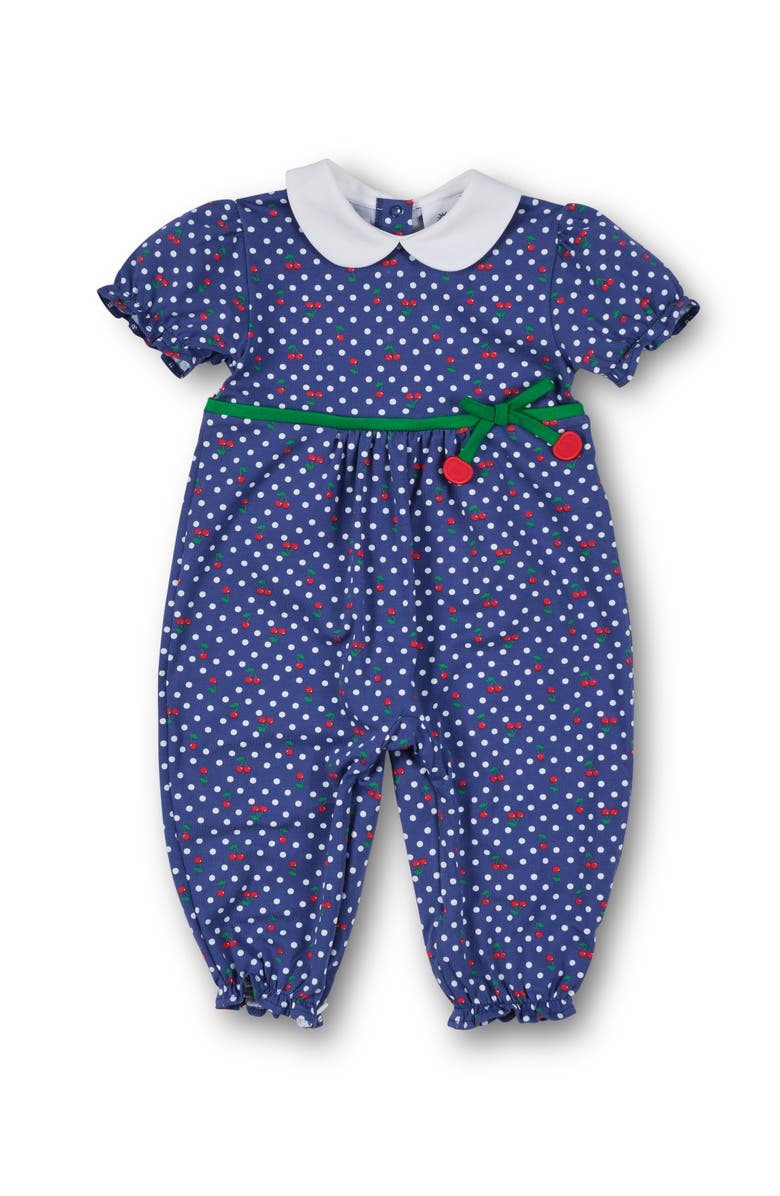 Florence Eiseman Polka Dot Cherry Printed Knit Longall, Main, color, Blue Cherry Print