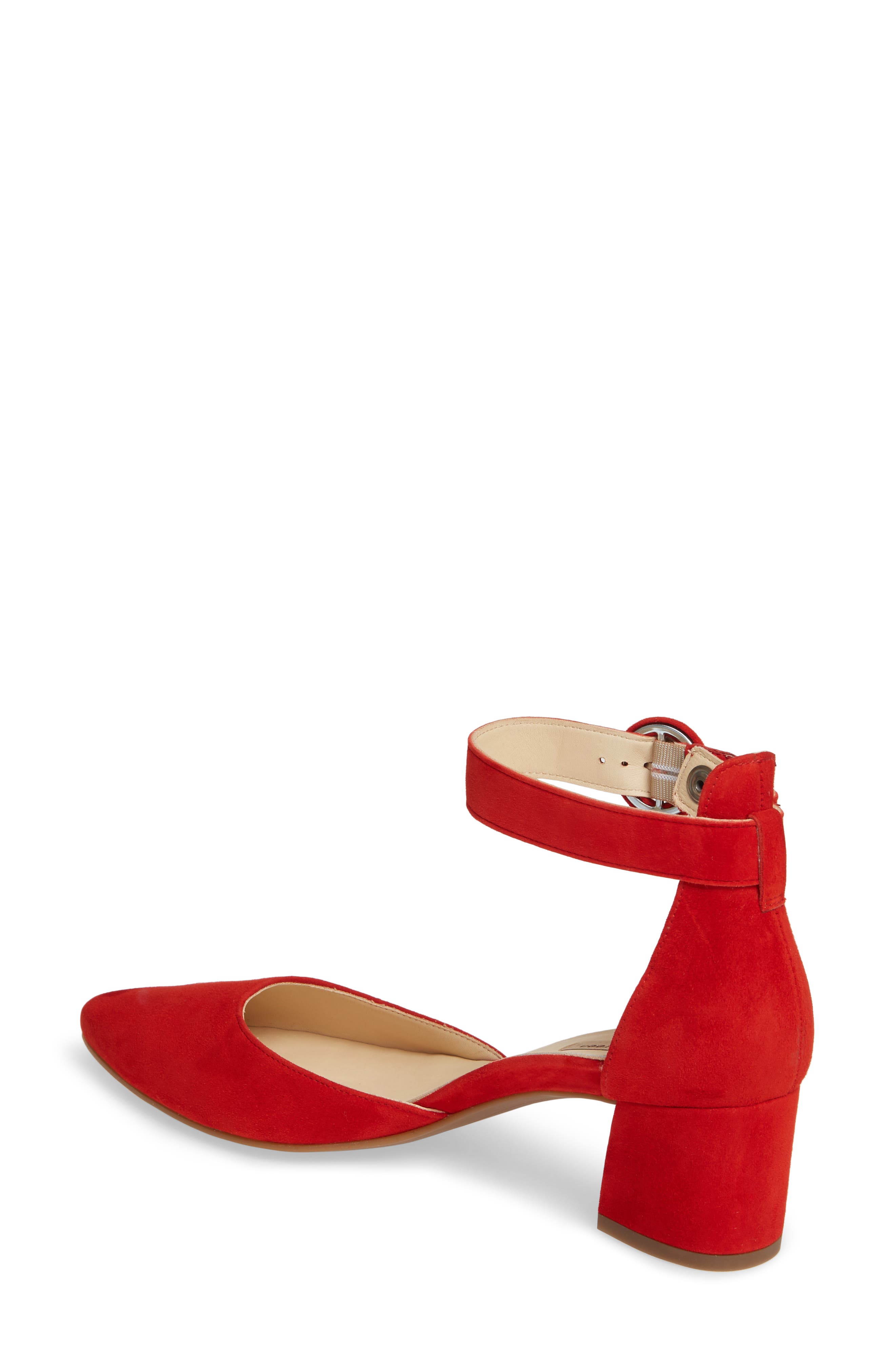 Annie Ankle Strap Pump, Alternate, color, RED SUEDE