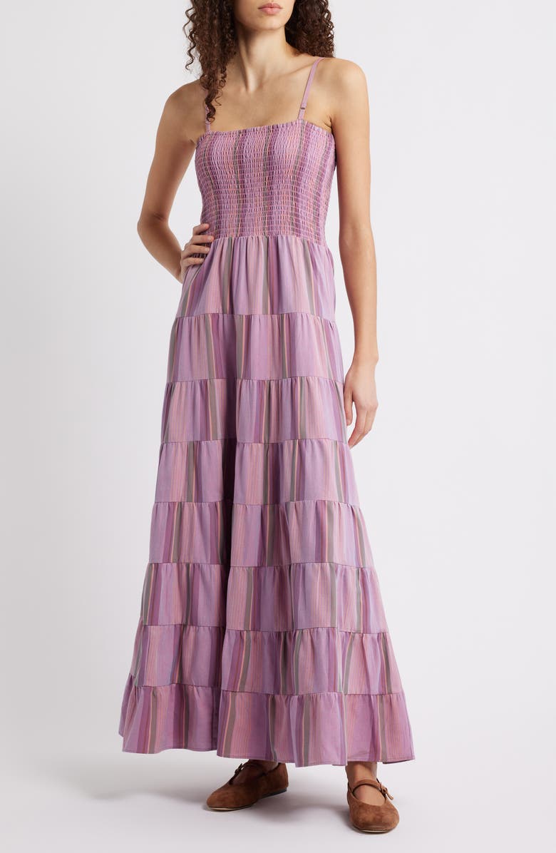 FRNCH Lilaea Tiered Cotton Maxi Dress, Main, color, Lilas Lilac