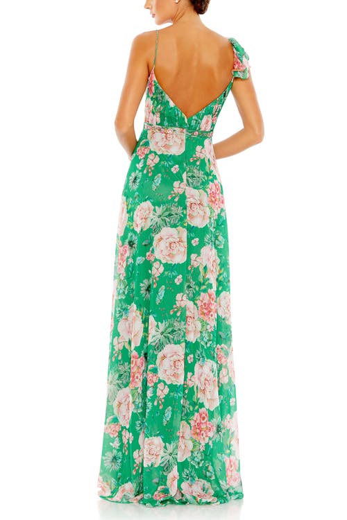 Mac Duggal A-line Gown In Green Multi