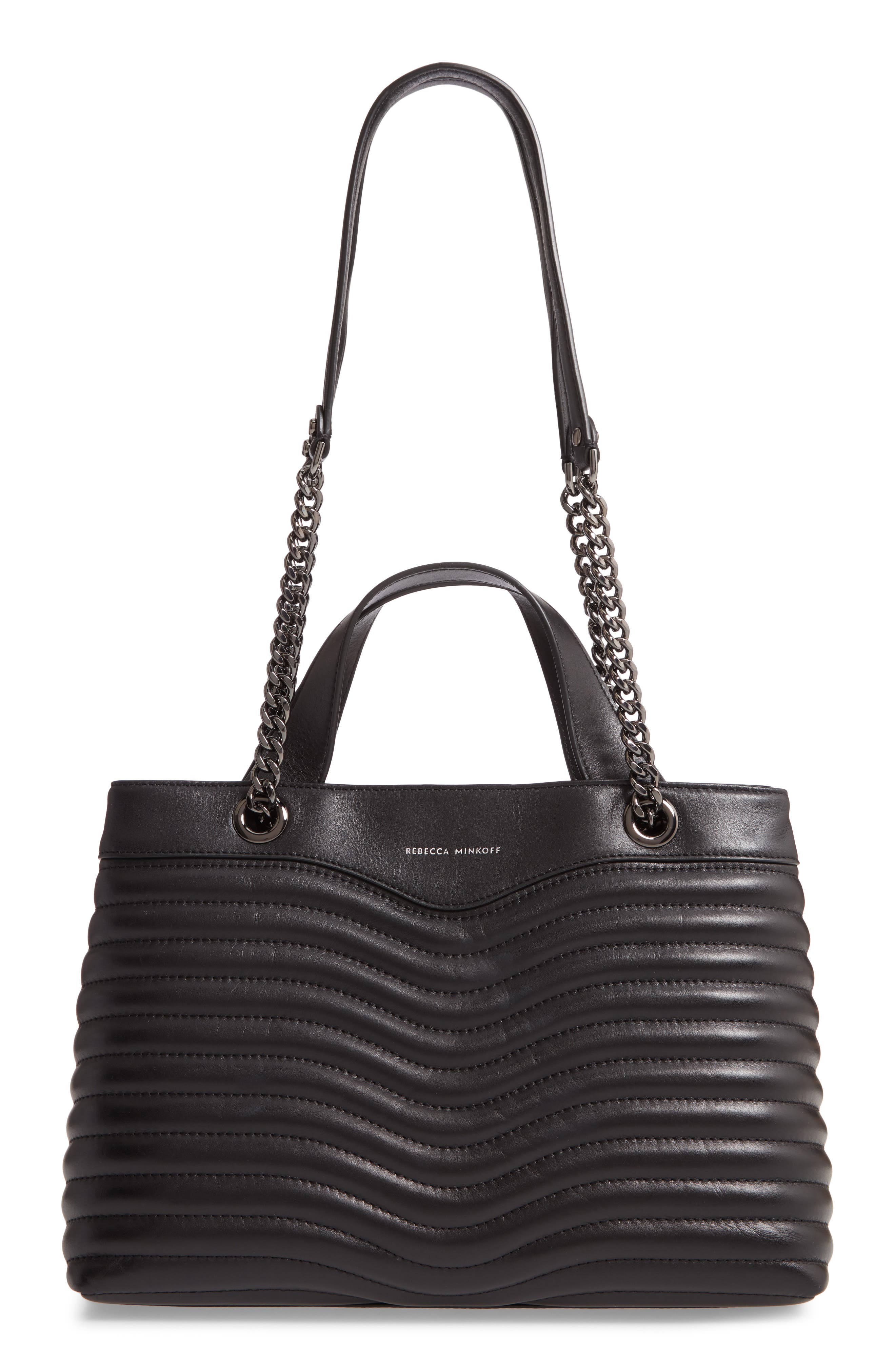 MAB Quilted Leather Satchel, Main, color, BLACK