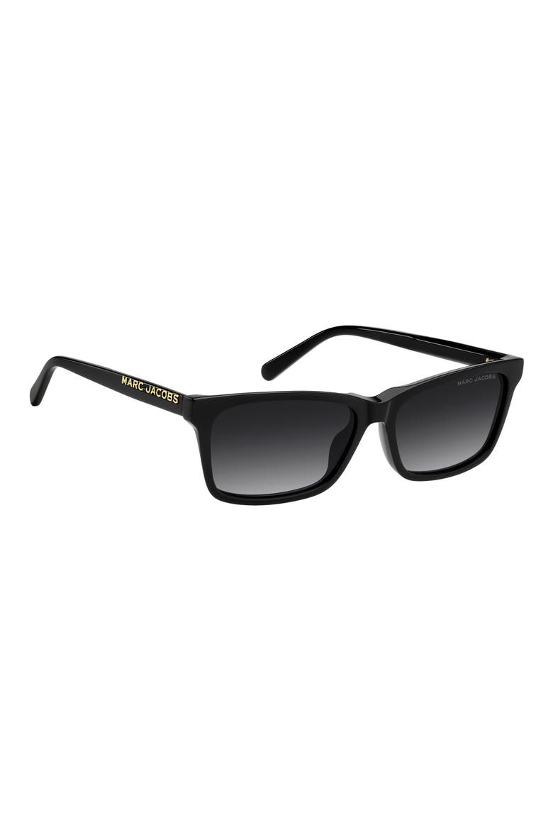 56mm Rectangular Sunglasses, Alternate, color, BLACK/ DARK GREY SF