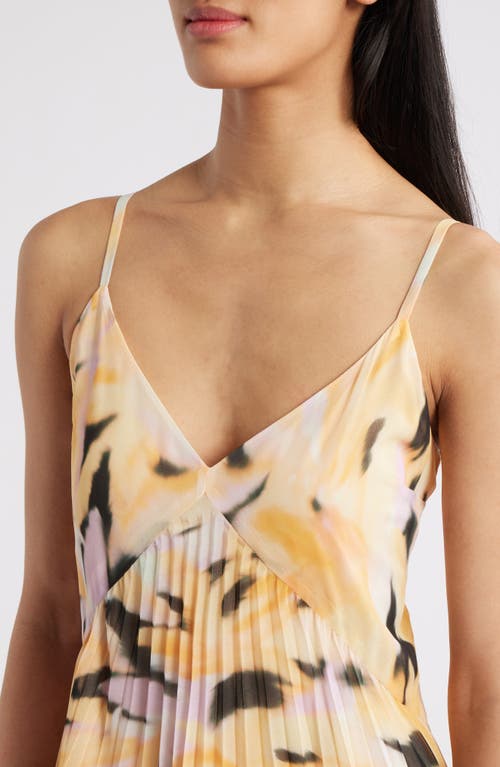 Chelsea28 Floral Pleated Sundress In Orange-black Artful Abstract