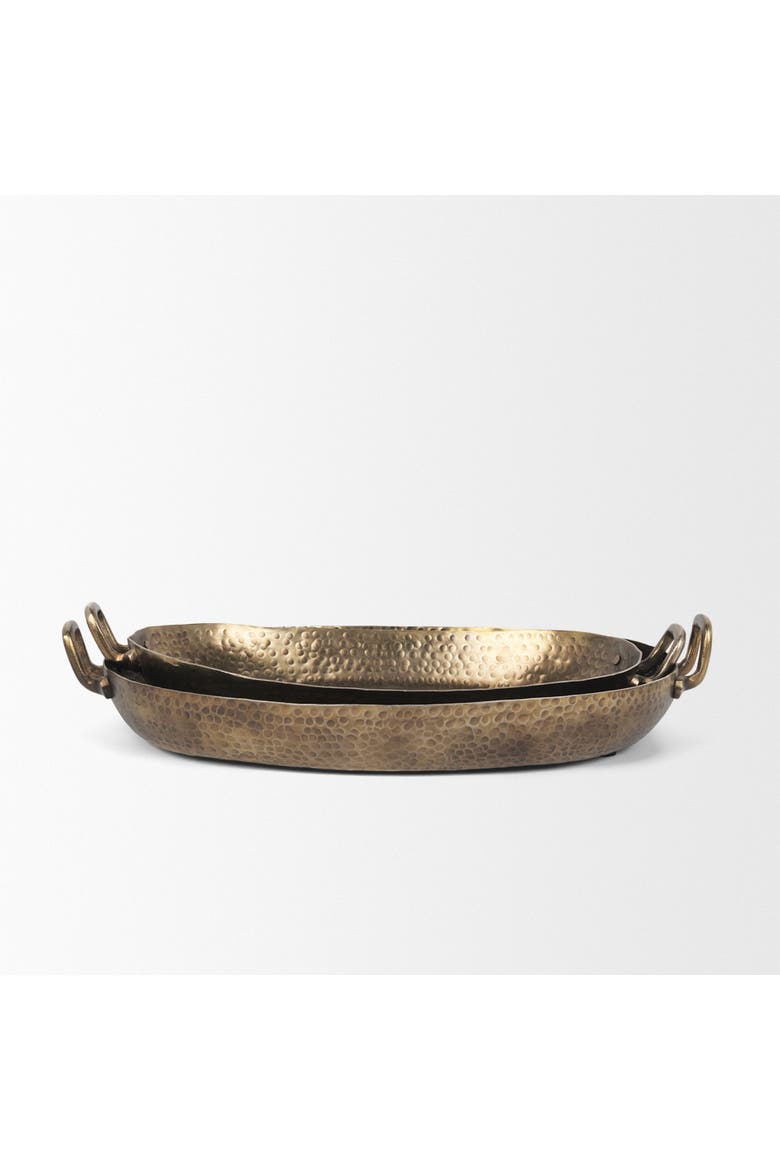 Pama Hammered Metal Decorative Trays Set of 2, Alternate, color, Gold