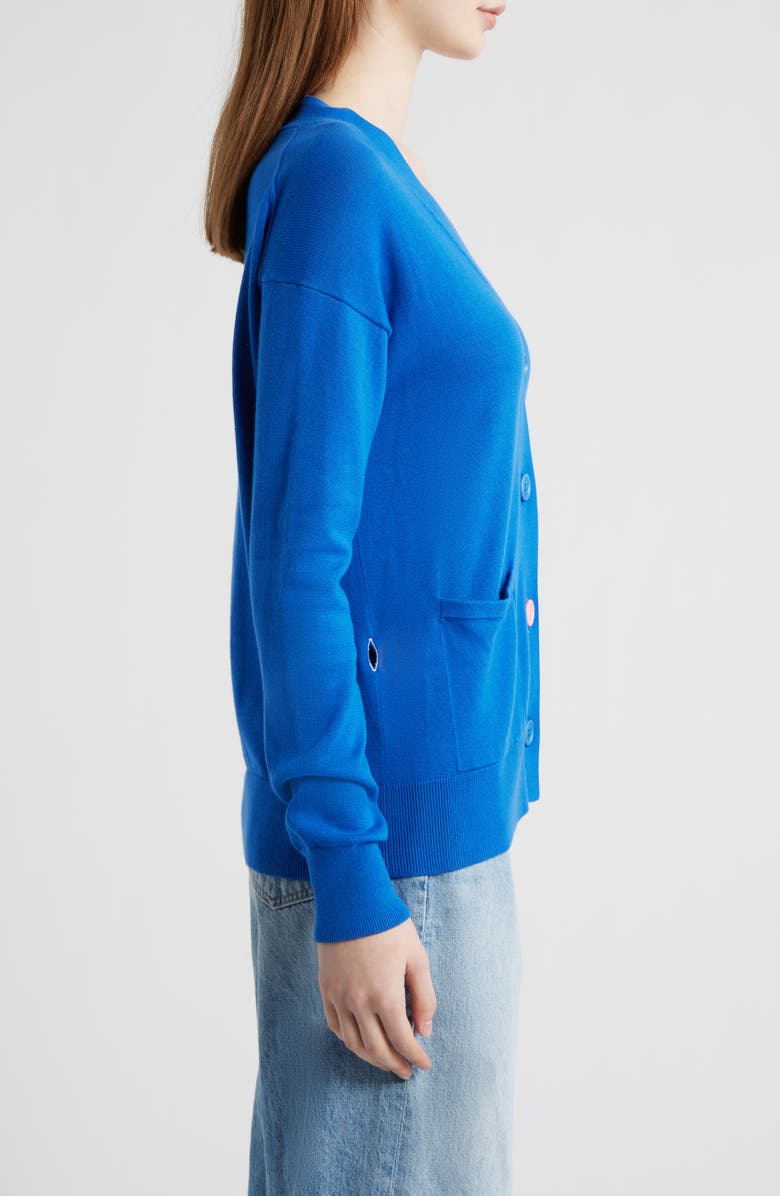 CISSA Button-Up Cotton Wrap Cardigan, Alternate, color, Primary Blue